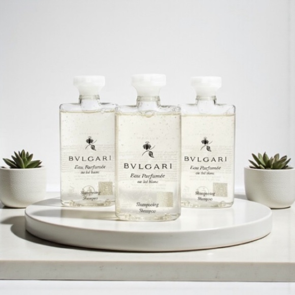 BVLGARI Eau Parfumée au Thé Blanc Shampoo Set of 3 White Tea 75ml NEW - Picture 11 of 11